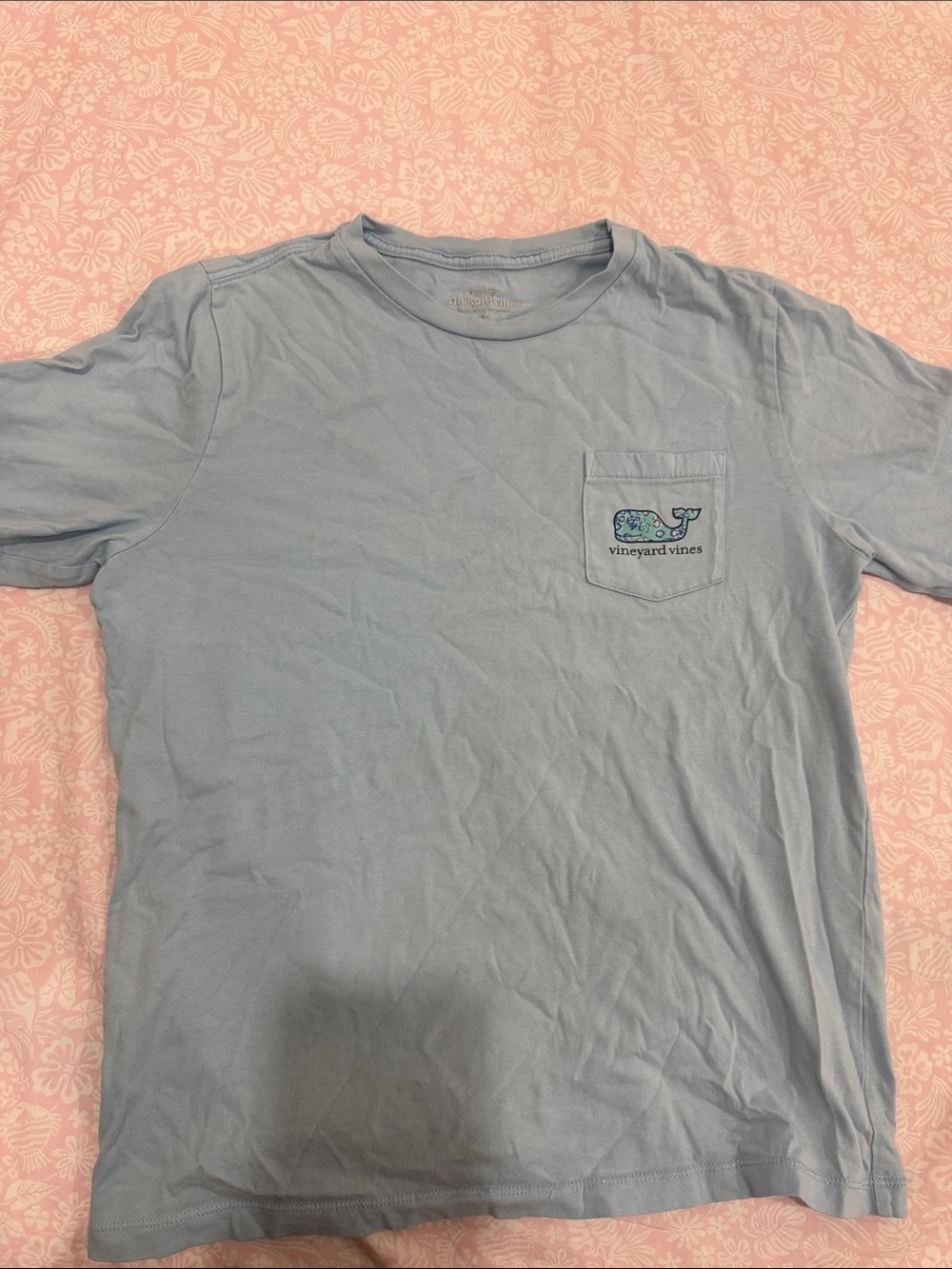 Vineyard Vines Boy’s Sky Blue Pocket Tee with Whale Logo